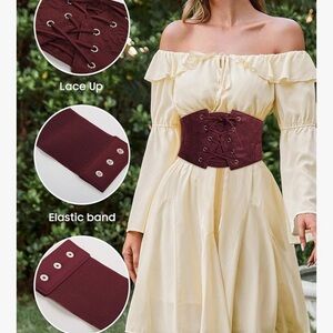 Burgundy Lace-Up Corset Belt